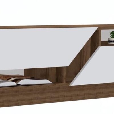 TV staliukas ruda sp./balta sp., 160 cm x 40 cm x 45 cm