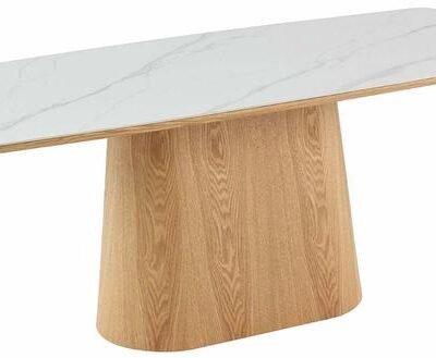 Valgomojo stalas  ruda sp./balta sp., 200 cm x 90 cm x 76 cm